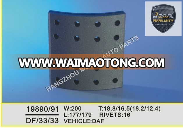 Long Lifetime Brake Lining for Heavy Duty Truck (19890/19891)